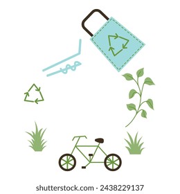 Ecology, zero waste concept. Reuse and reduce. Vector illustration in flat style with go green theme. Editable vector illustration.