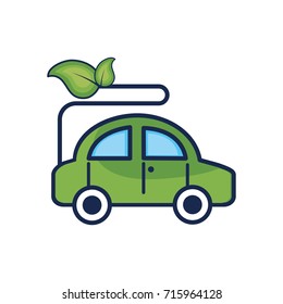 ecologycal car with leaves to environment care