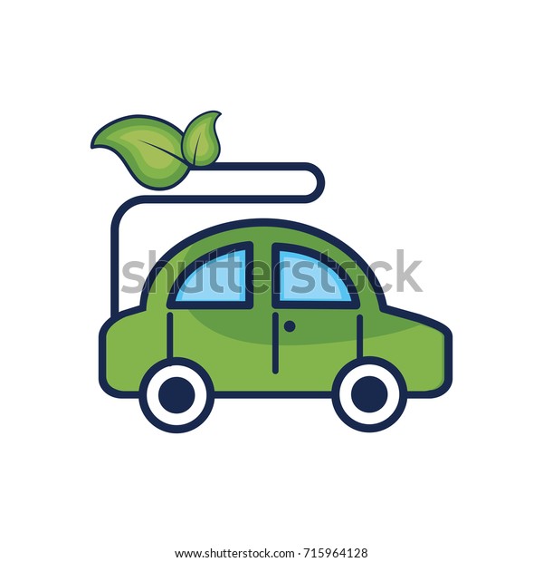 ecologycal car with\
leaves to environment\
care