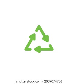 Ecologycal flat green recycle eco sign isolated on white background. Vector illustration	
