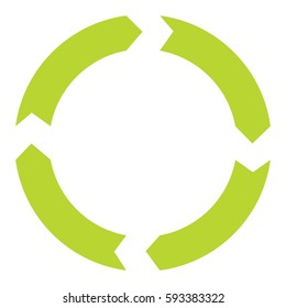 Ecologycal flat green recycle eco sign isolated on white background. Vector illustration