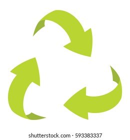 Ecologycal flat green recycle eco sign isolated on white background. Vector illustration