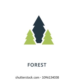 ECOLOGYForest icon. Flat style icon design. UI. Illustration of forest icon. Pictogram isolated on white. Ready to use in web design, apps, software, print