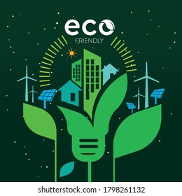 Ecology.Green cities help the world with eco-friendly concept ideas.vector illustration
