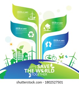 Ecology.Green cities help the world with eco-friendly concept ideas.vector illustration
