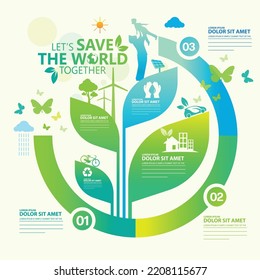 Ecology.Green cities help the world with eco-friendly concept ideas.vector illustration