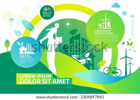 Ecology.Green cities help the world with eco-friendly concept ideas.vector illustration