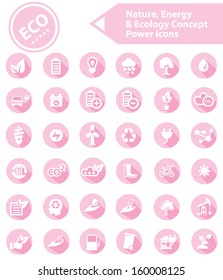 Ecology,Nature & Energy icons,Pink version,vector