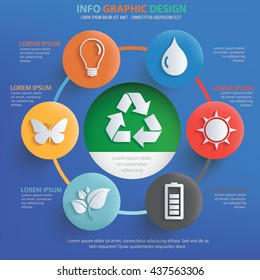 Ecology,nature info graphic design on blue background,vector