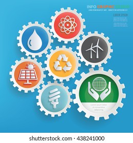 Ecology,nature info graphic design on blue background,vector