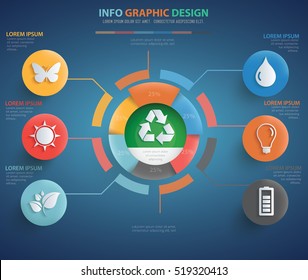 
Ecology,nature info graphic design on blue background,vector