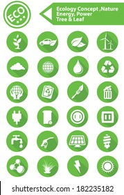 Ecology,Nature,Energy Icons,Green version,vector