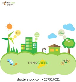 Ecología, concepto de pensar verde, Vector EPS10