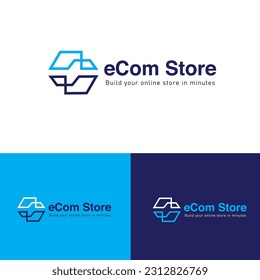 ecom store ecommerce minimalist logo design template