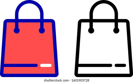 Ecomerce Shoping Bag Vector Full Color And Outline