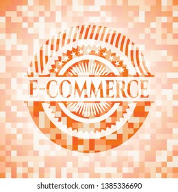 e-commerce abstract orange mosaic emblem with background