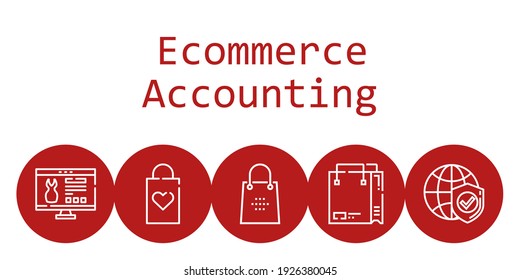 ecommerce accounting background concept with ecommerce accounting icons. Icons related shopping bag, website, internet