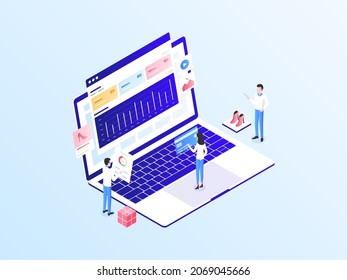 E-Commerce Ads Isometric Illustration Light Gradient. Suitable for Mobile App, Website, Banner, Diagrams, Infographics, and Other Graphic Assets.