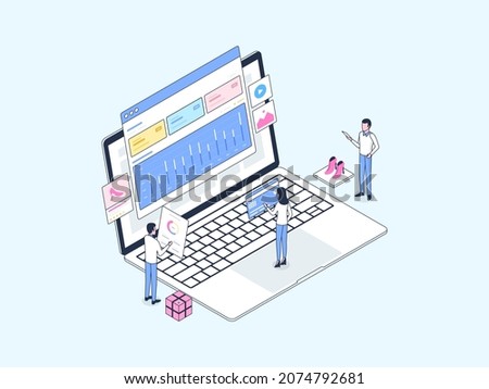 E-Commerce Ads Isometric Illustration Lineal Color. Suitable for Mobile App, Website, Banner, Diagrams, Infographics, and Other Graphic Assets.