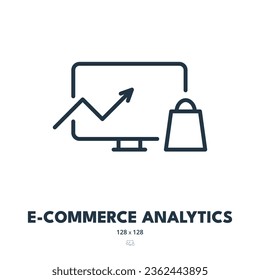 E-Commerce Analytics-Symbol. Metrik, Einblicke, Vertrieb. Bearbeitbarer Stroke. Einfaches Vektorsymbol