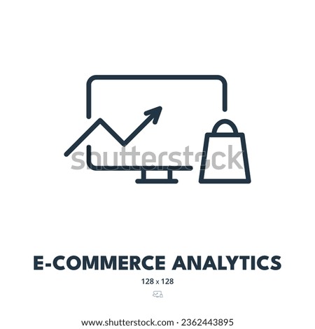 E-commerce Analytics Icon. Metrics, Insights, Sales. Editable Stroke. Simple Vector Icon
