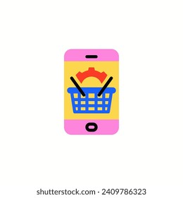 E-commerce App flat icon, vector sign, colorful pictogram isolated on white. Mobile shopping symbol, logo illustration. Flat style design