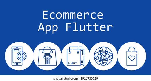 ecommerce app flutter background concept with ecommerce app flutter icons. Icons related shopping bag, internet, online payment
