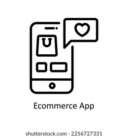 Ecommerce App Vector Outline icon for your digital or print projects. stock illustration