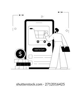 E-Commerce App Vector Outline Illustration EPS 10 File