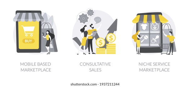 E-commerce application abstract concept vector illustrations.