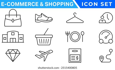 E-commerce avd Shopping icons collection set. Online shopping thin line icons. Shop icons vector