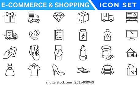 E-commerce avd Shopping icons collection set. Online shopping thin line icons. Shop icons vector