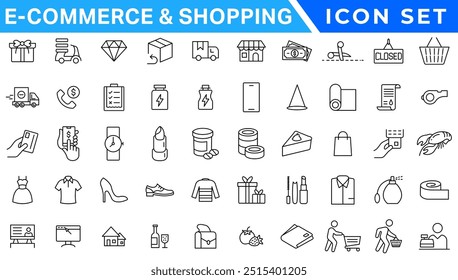 E-commerce avd Shopping icons collection set. Online shopping thin line icons. Shop icons vector