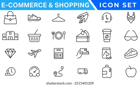 E-commerce avd Shopping icons collection set. Online shopping thin line icons. Shop icons vector