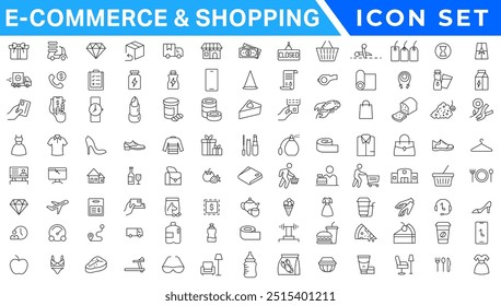 E-commerce avd Shopping icons collection set. Online shopping thin line icons. Shop icons vector
