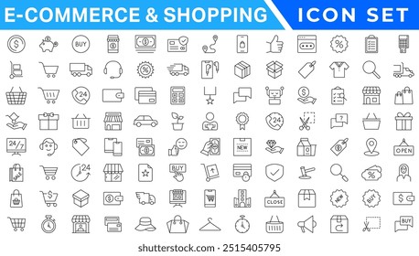 E-commerce avd Shopping icons collection set. Online shopping thin line icons. Shop icons vector