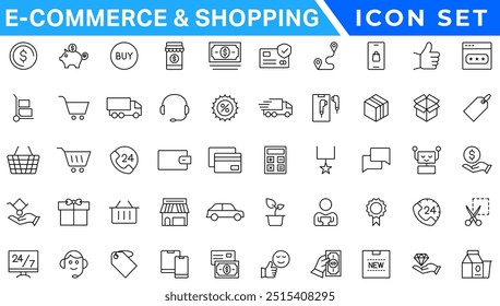E-commerce avd Shopping icons collection set. Online shopping thin line icons. Shop icons vector