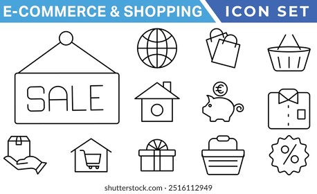 E-commerce avd Shopping icons collection set. Online shopping thin line icons. Shop icons vector