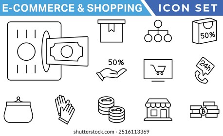 E-commerce avd Shopping icons collection set. Online shopping thin line icons. Shop icons vector