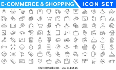 E-commerce avd Shopping icons collection set. Online shopping thin line icons. Shop icons vector