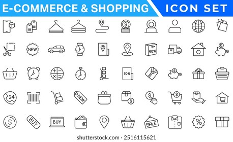E-commerce avd Shopping icons collection set. Online shopping thin line icons. Shop icons vector