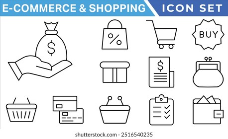 E-commerce avd Shopping icons collection set. Online shopping thin line icons. Shop icons vector
