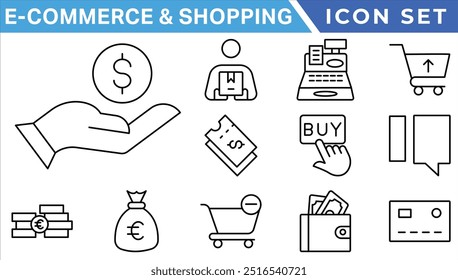 E-commerce avd Shopping icons collection set. Online shopping thin line icons. Shop icons vector