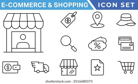E-commerce avd Shopping icons collection set. Online shopping thin line icons. Shop icons vector