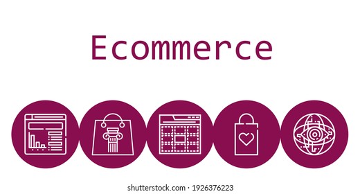 ecommerce background concept with ecommerce icons. Icons related shopping bag, website, web, internet