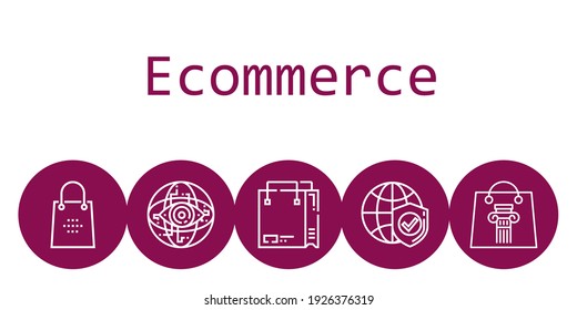 concepto de fondo de ecommerce con iconos de ecommerce. Bolsa de compras relacionada con los iconos, Internet