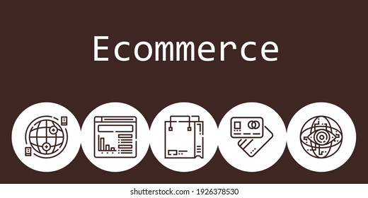 ecommerce background concept with ecommerce icons. Icons related shopping bag, debit card, website, internet