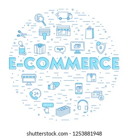 E-Commerce Background. Flat Design. Vector Illustration