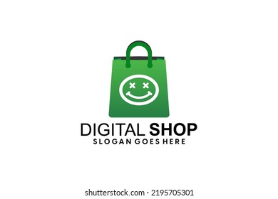ecommerce bag with right store arrow e-shop online shopping vector logo red color high quality with white background logo