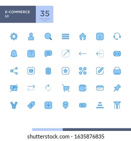 E-commerce basic ui icon pack with filled outline style